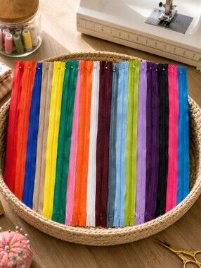 28 Assorted Nylon Zippers 18” Mixed Colors Sewing Craft Lot